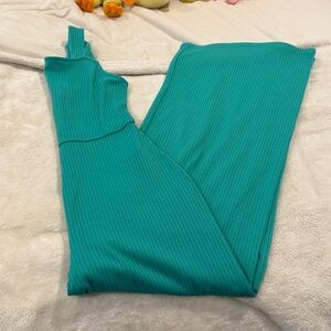 Forever 21 Vibrant Teal Rib Knit Jumpsuit